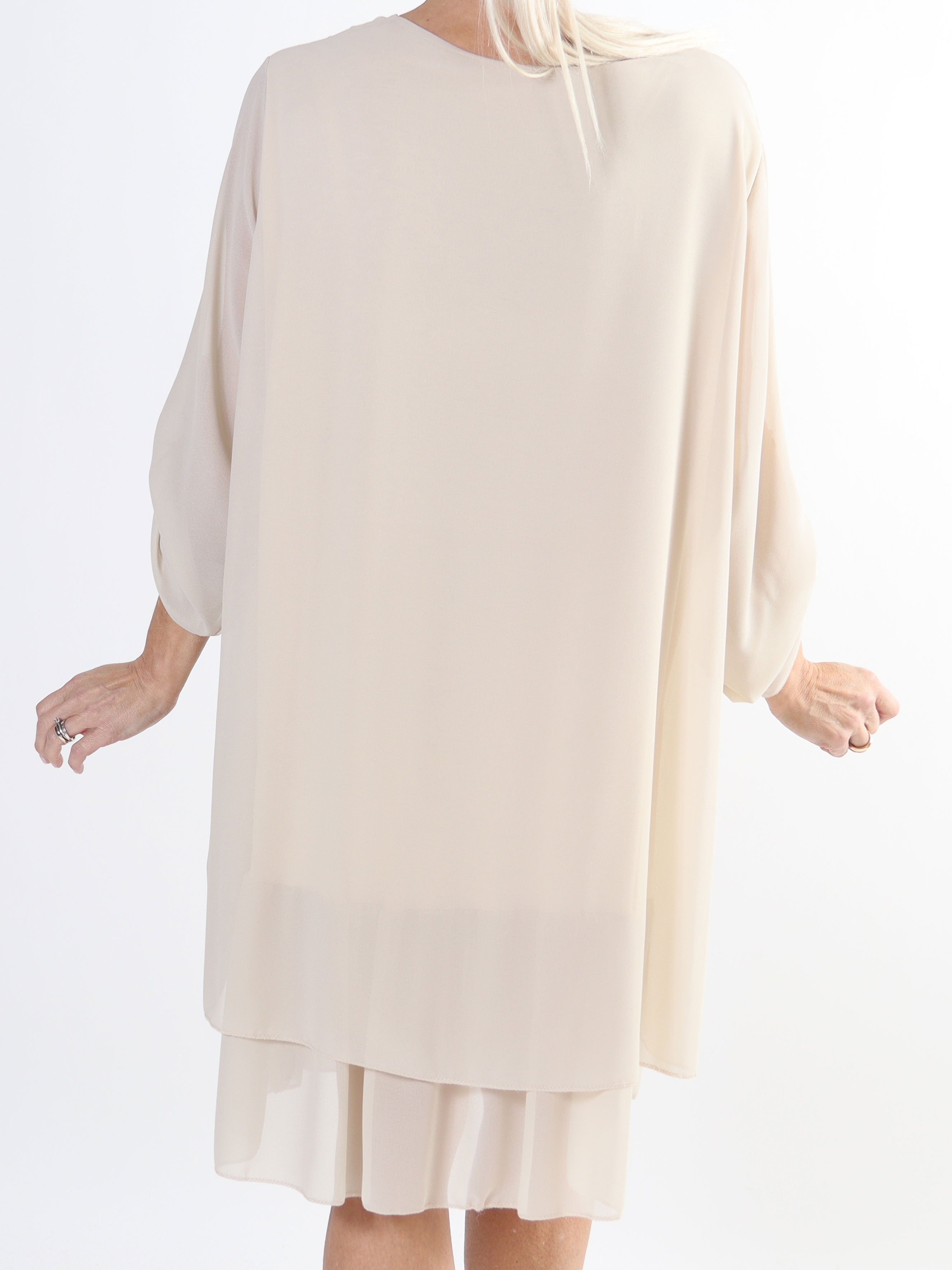 Jill - Chiffon tunikakjole med viskose underkjole